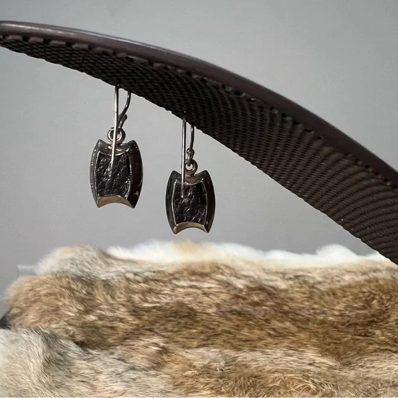 Barse 925 Thai Silver and Turquoise Rectangle Cabochon Earrings Vintage - Picture 4 of 5